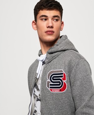 Superdry Podium Cipzár Férfi Kapucnis Pulóver Szürke | CSJIL0764